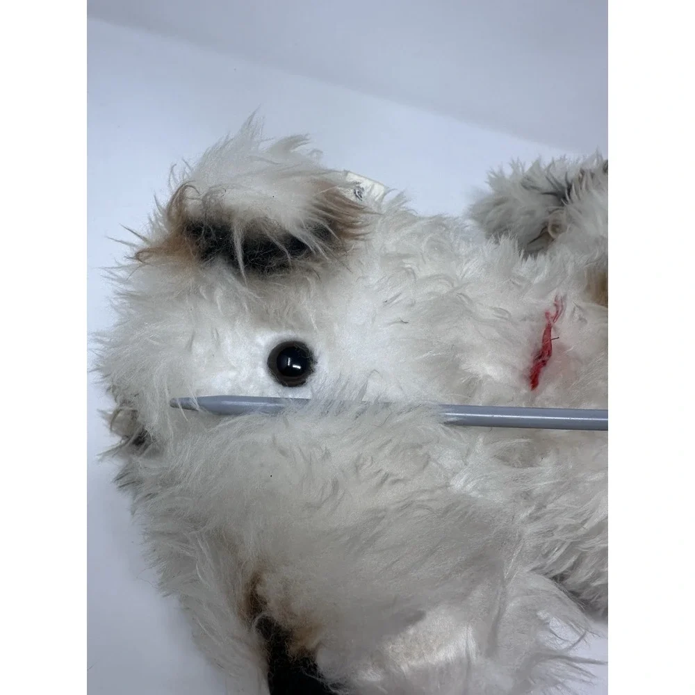 Vintage Character Novelty Co Fox Terrier Plush Dog Red Ribbon Collar 12 inches